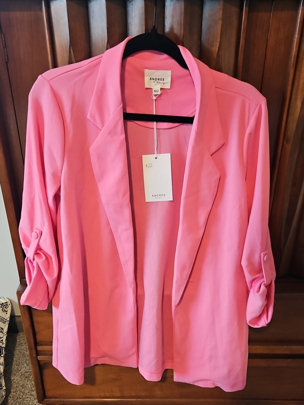 Andree Pink Open-Front Blazer Jacket